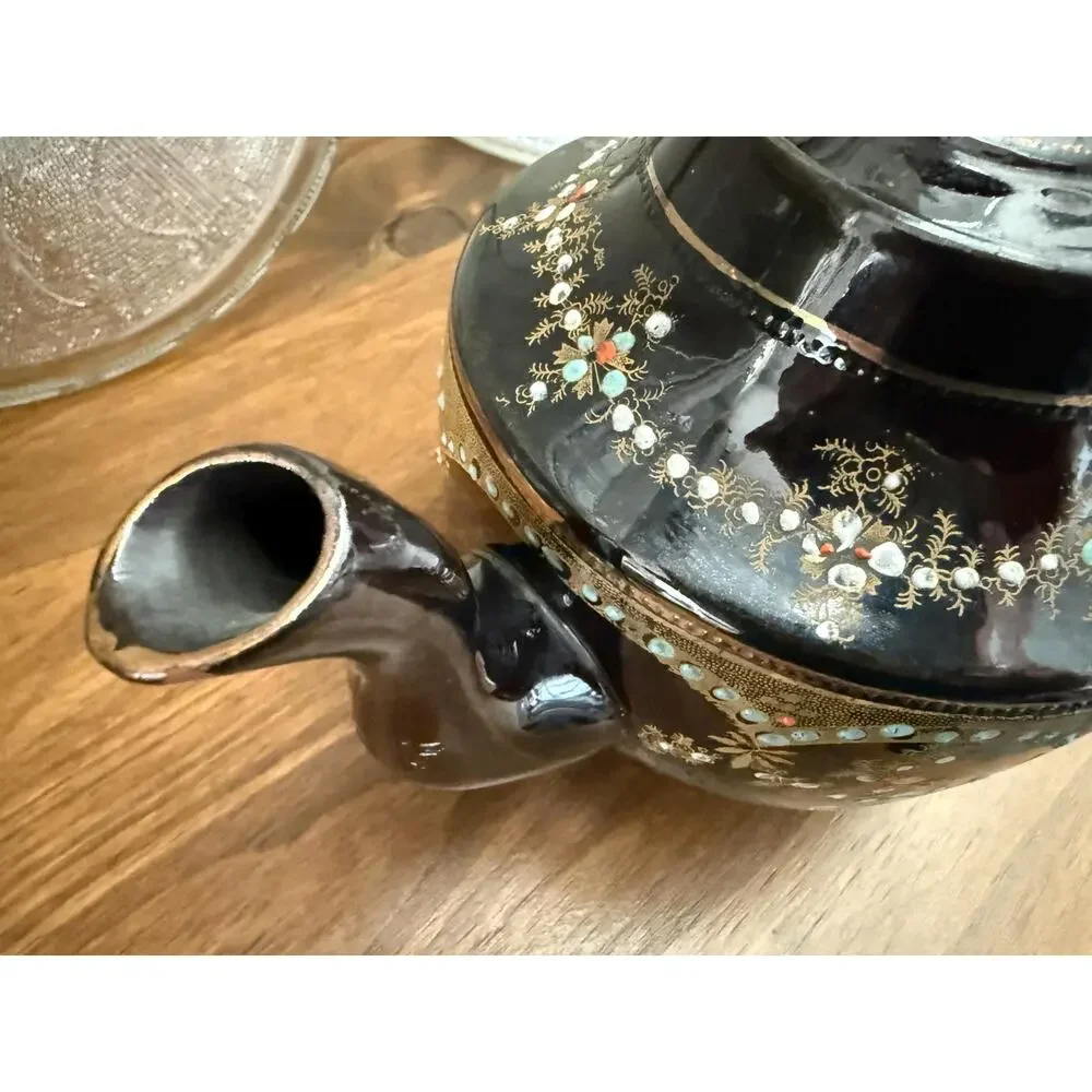 Vintage Price Brothers England Moriage Teapot Brown Gold Floral No. 7